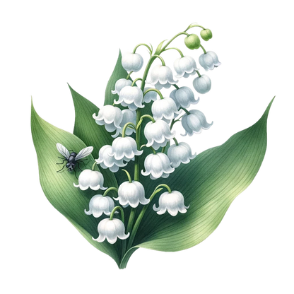 White Flowers Green Leaves Black Fly Vinyl Sticker Decal