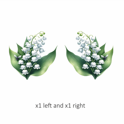 White Flowers Green Leaves Black Fly Vinyl Sticker Decal