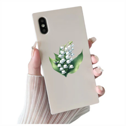 White Flowers Green Leaves Black Fly Vinyl Sticker Decal