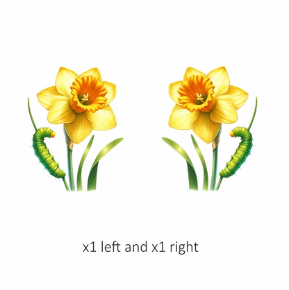 Yellow Flower Green Caterpillar Nature Plant Vinyl Sticker Decal