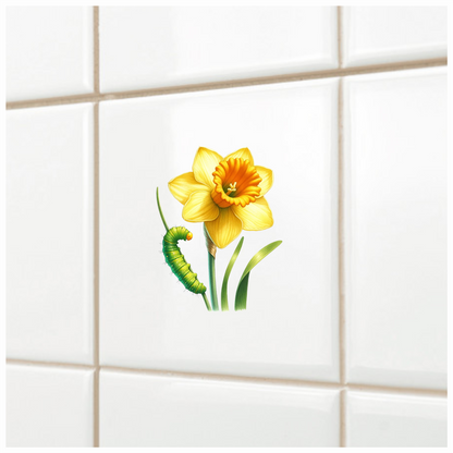 Yellow Flower Green Caterpillar Nature Plant Vinyl Sticker Decal