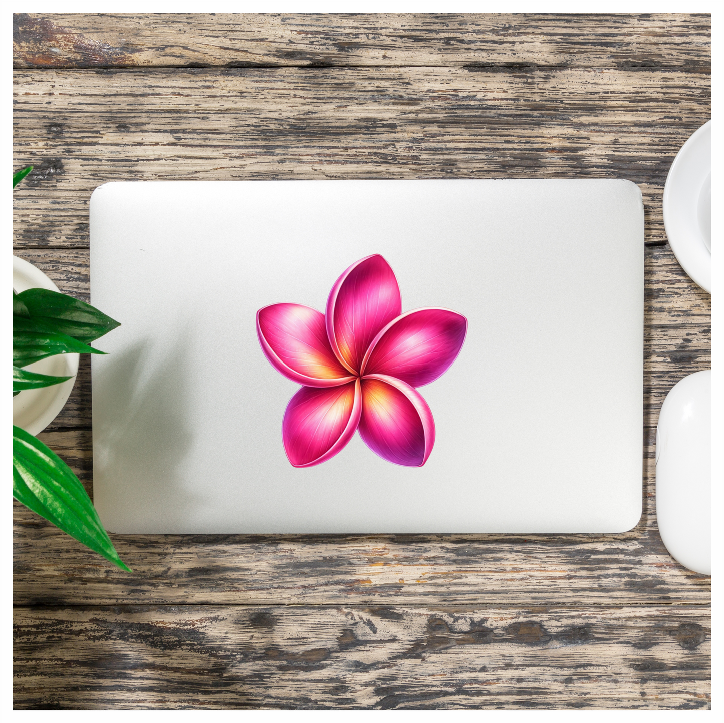 Pink Five Petal Flower Design Vinyl Sticker Decal