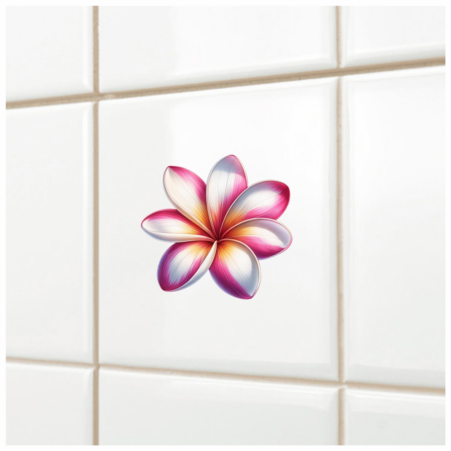 Pink White Yellow Tropical Flower Vinyl Sticker Decal