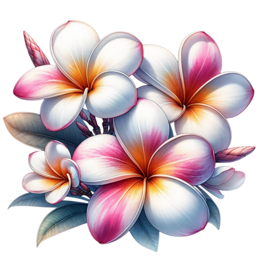 Bunch of Pink & White Plumeria Flowers Vinyl Decal Sticker