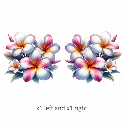 Bunch of Pink & White Plumeria Flowers Vinyl Decal Sticker