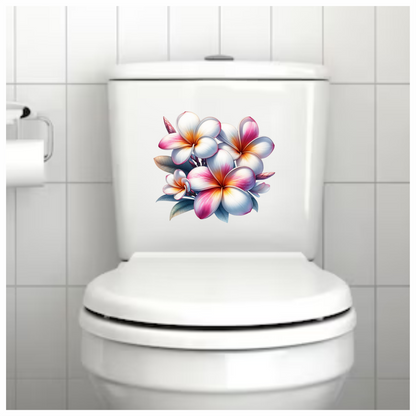Bunch of Pink & White Plumeria Flowers Vinyl Decal Sticker