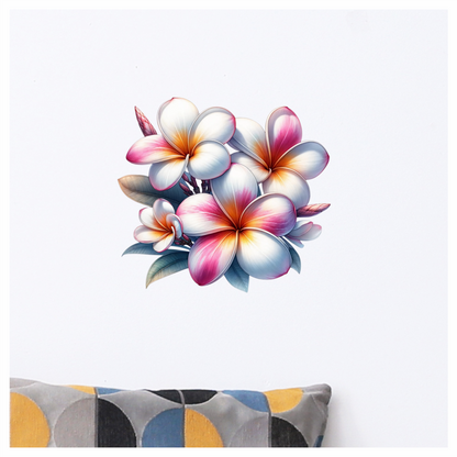 Bunch of Pink & White Plumeria Flowers Vinyl Decal Sticker