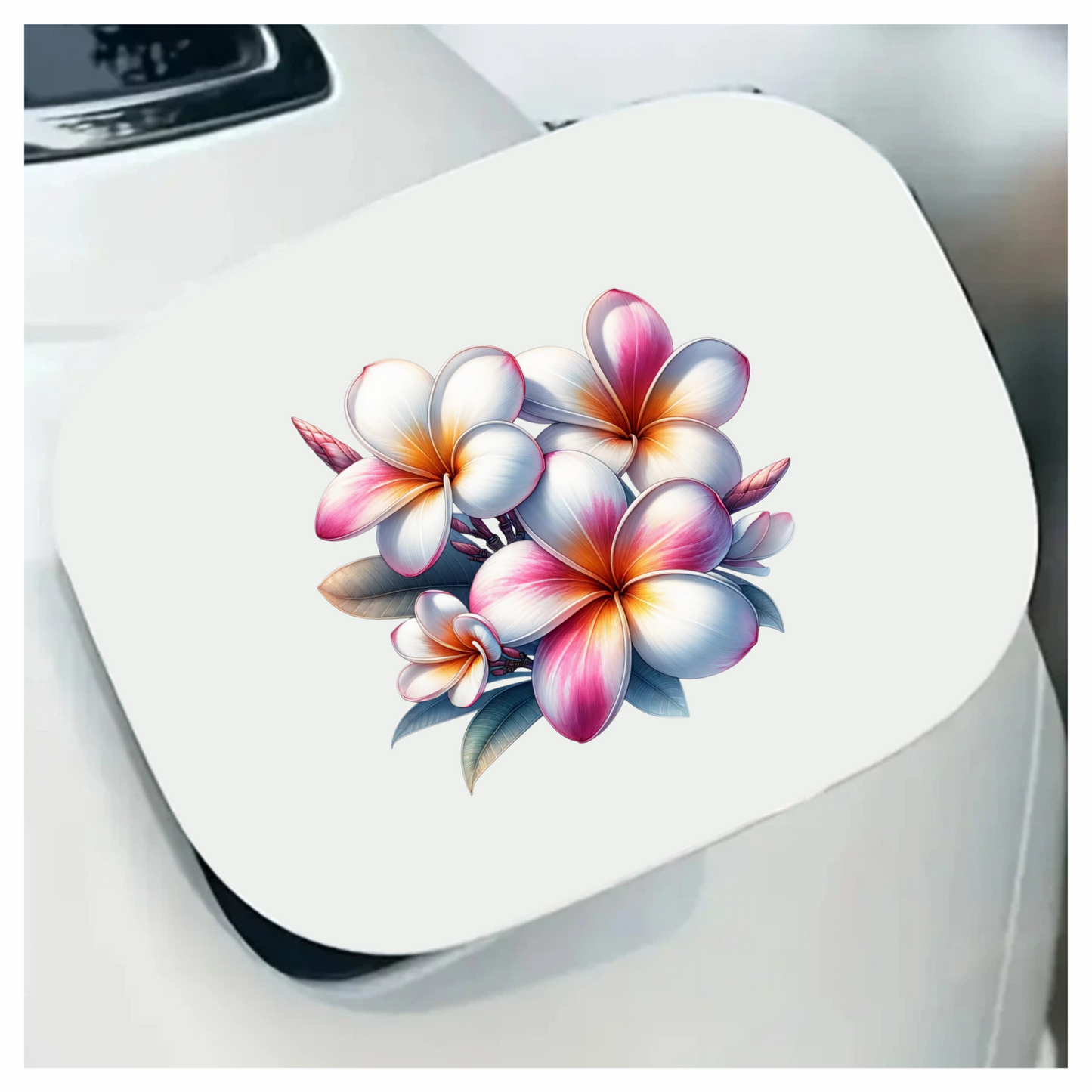 Bunch of Pink & White Plumeria Flowers Vinyl Decal Sticker