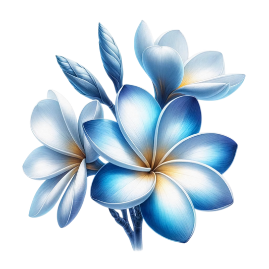 Blue White Tropical Flowers Bloom Vinyl Sticker Decal