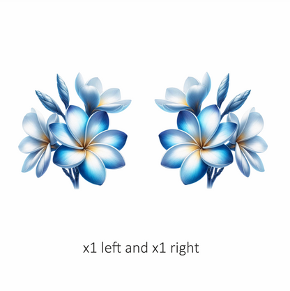 Blue White Tropical Flowers Bloom Vinyl Sticker Decal
