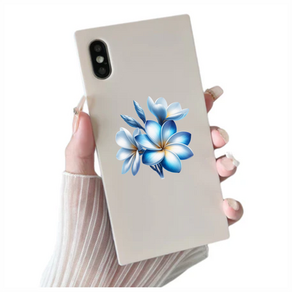 Blue White Tropical Flowers Bloom Vinyl Sticker Decal