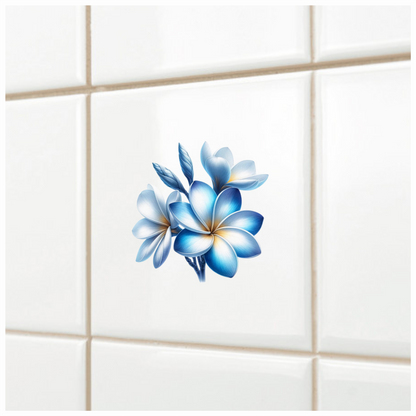 Blue White Tropical Flowers Bloom Vinyl Sticker Decal