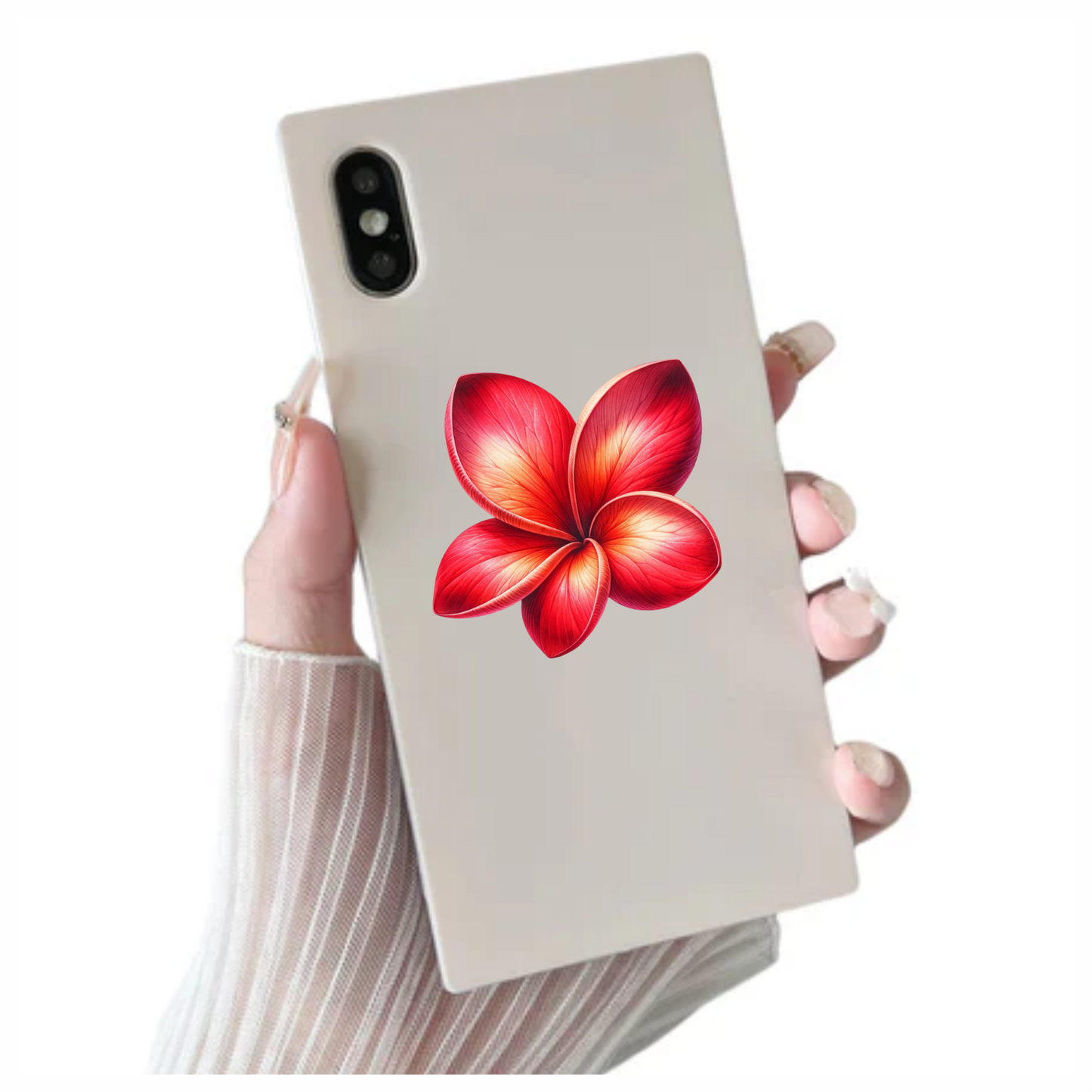 Red Flower Five Petals Vinyl Sticker Decal
