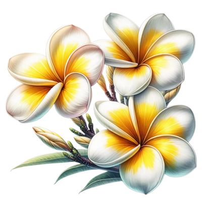 White Yellow Tropical Flowers Cluster Vinyl Sticker Decal