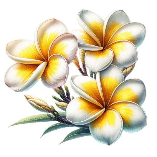 White Yellow Tropical Flowers Cluster Vinyl Sticker Decal