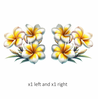 White Yellow Tropical Flowers Cluster Vinyl Sticker Decal