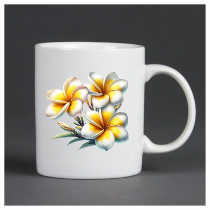 White Yellow Tropical Flowers Cluster Vinyl Sticker Decal