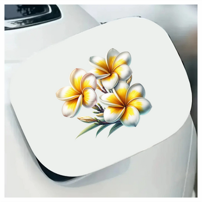 White Yellow Tropical Flowers Cluster Vinyl Sticker Decal