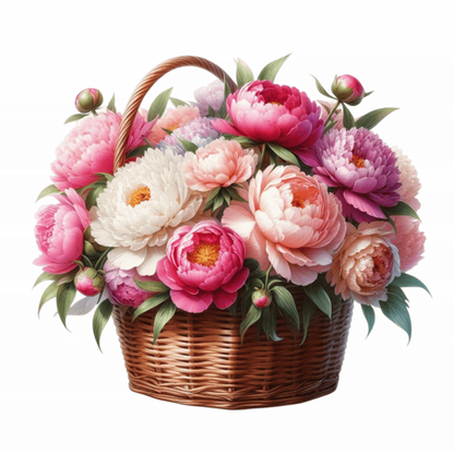 Pink White Basket Flowers Arrangement Vinyl Sticker Decal