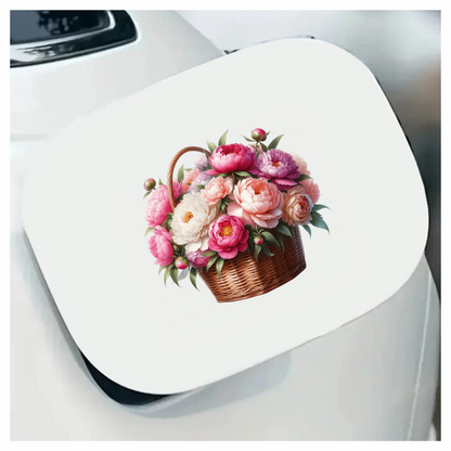 Pink White Basket Flowers Arrangement Vinyl Sticker Decal