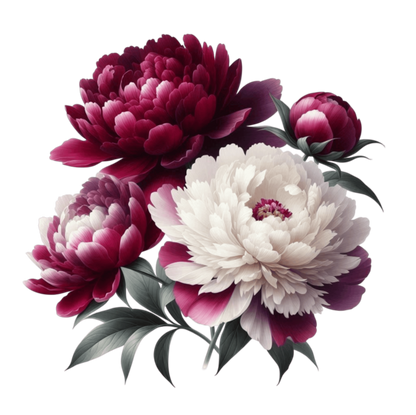 Red White Pink Peony Flowers Vinyl Sticker Decal