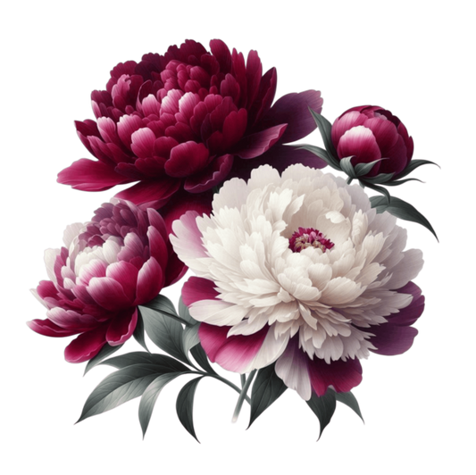 Red White Pink Peony Flowers Vinyl Sticker Decal