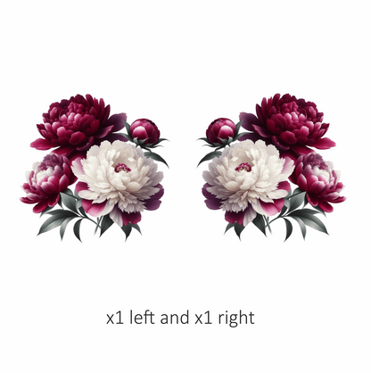 Red White Pink Peony Flowers Vinyl Sticker Decal