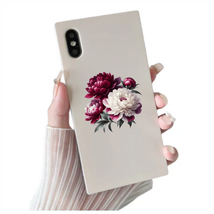 Red White Pink Peony Flowers Vinyl Sticker Decal