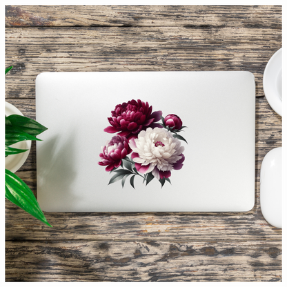 Red White Pink Peony Flowers Vinyl Sticker Decal