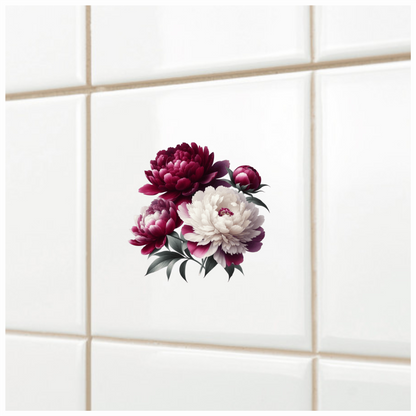 Red White Pink Peony Flowers Vinyl Sticker Decal