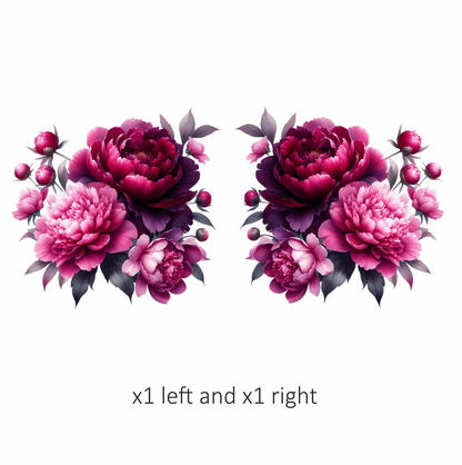 Pink Peony Purple Peony Green Leaves Vinyl Sticker Decal