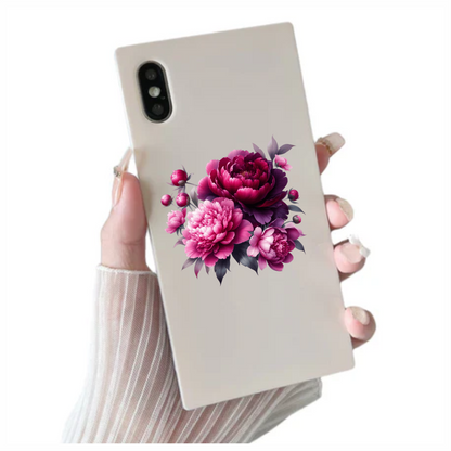 Pink Peony Purple Peony Green Leaves Vinyl Sticker Decal