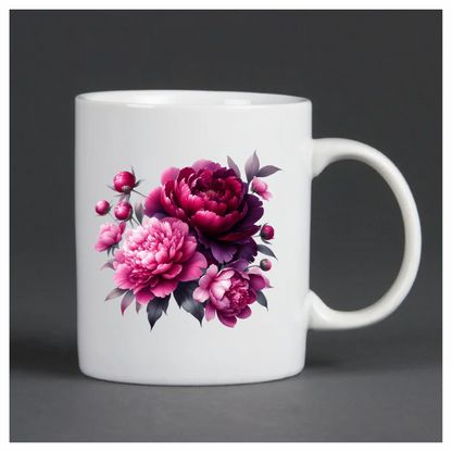 Pink Peony Purple Peony Green Leaves Vinyl Sticker Decal