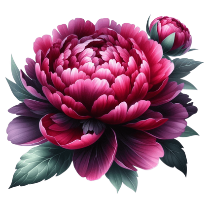 Red Flower Bloom Green Leaves Vinyl Sticker Decal