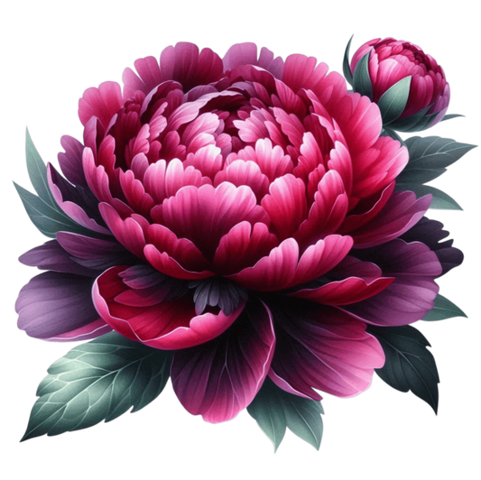 Red Flower Bloom Green Leaves Vinyl Sticker Decal