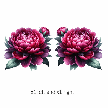 Red Flower Bloom Green Leaves Vinyl Sticker Decal