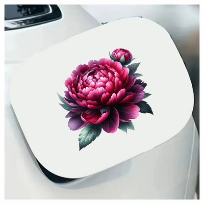 Red Flower Bloom Green Leaves Vinyl Sticker Decal