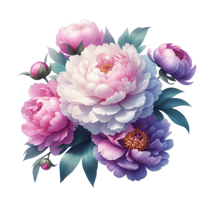 Pink White Purple Peony Flower Bouquet Vinyl Sticker Decal