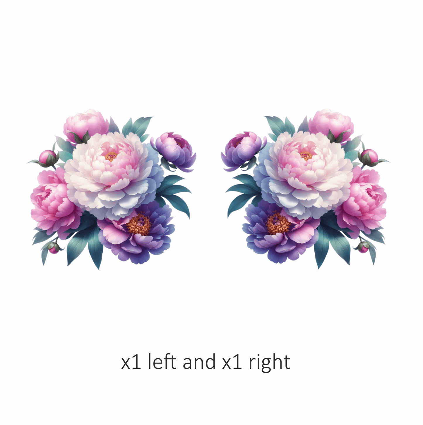 Pink White Purple Peony Flower Bouquet Vinyl Sticker Decal
