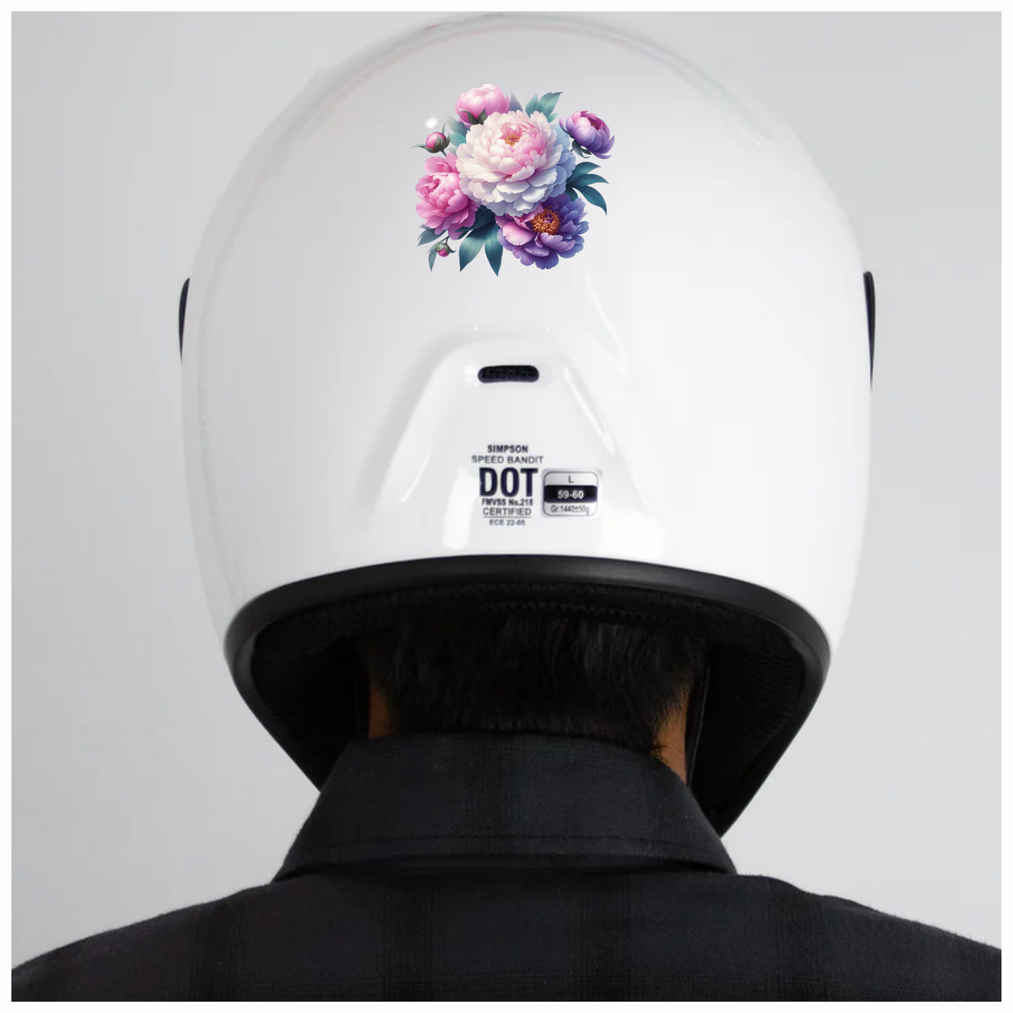 Pink White Purple Peony Flower Bouquet Vinyl Sticker Decal