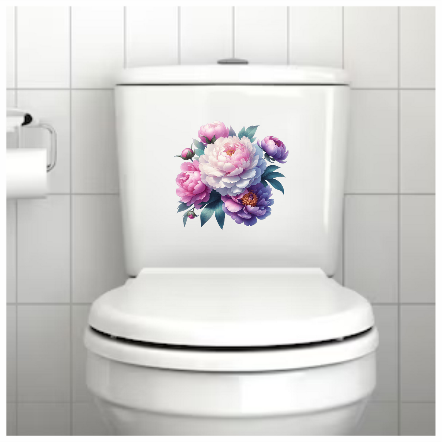 Pink White Purple Peony Flower Bouquet Vinyl Sticker Decal