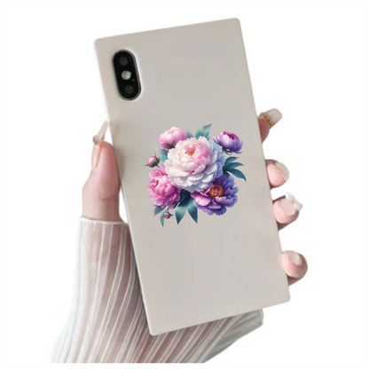 Pink White Purple Peony Flower Bouquet Vinyl Sticker Decal