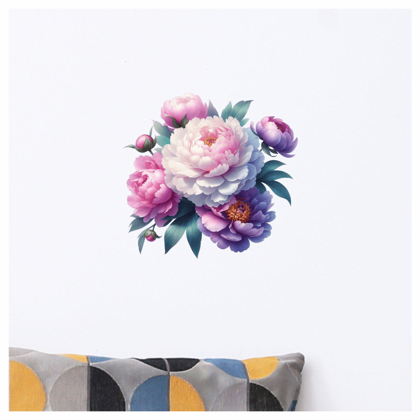 Pink White Purple Peony Flower Bouquet Vinyl Sticker Decal