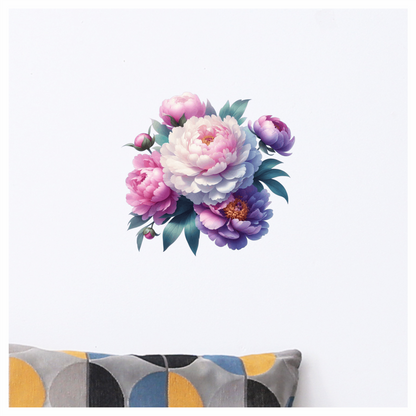 Pink White Purple Peony Flower Bouquet Vinyl Sticker Decal