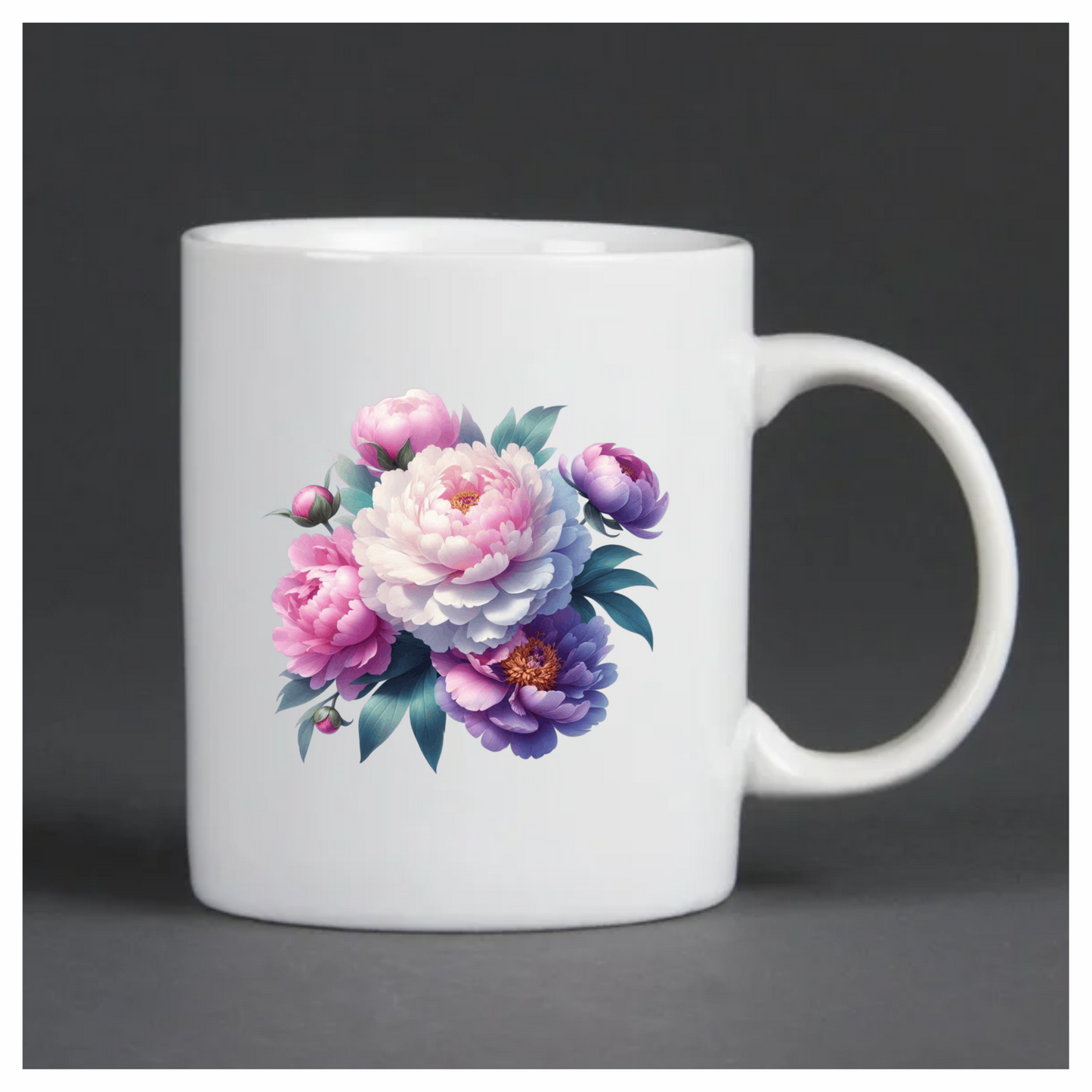 Pink White Purple Peony Flower Bouquet Vinyl Sticker Decal