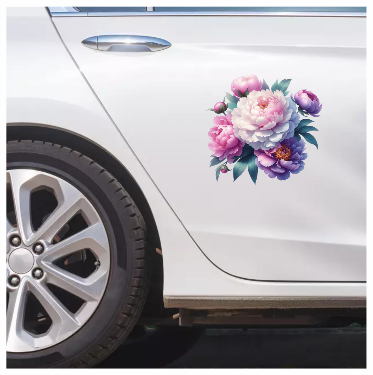 Pink White Purple Peony Flower Bouquet Vinyl Sticker Decal