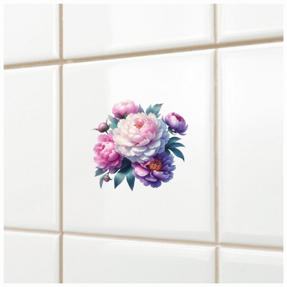 Pink White Purple Peony Flower Bouquet Vinyl Sticker Decal