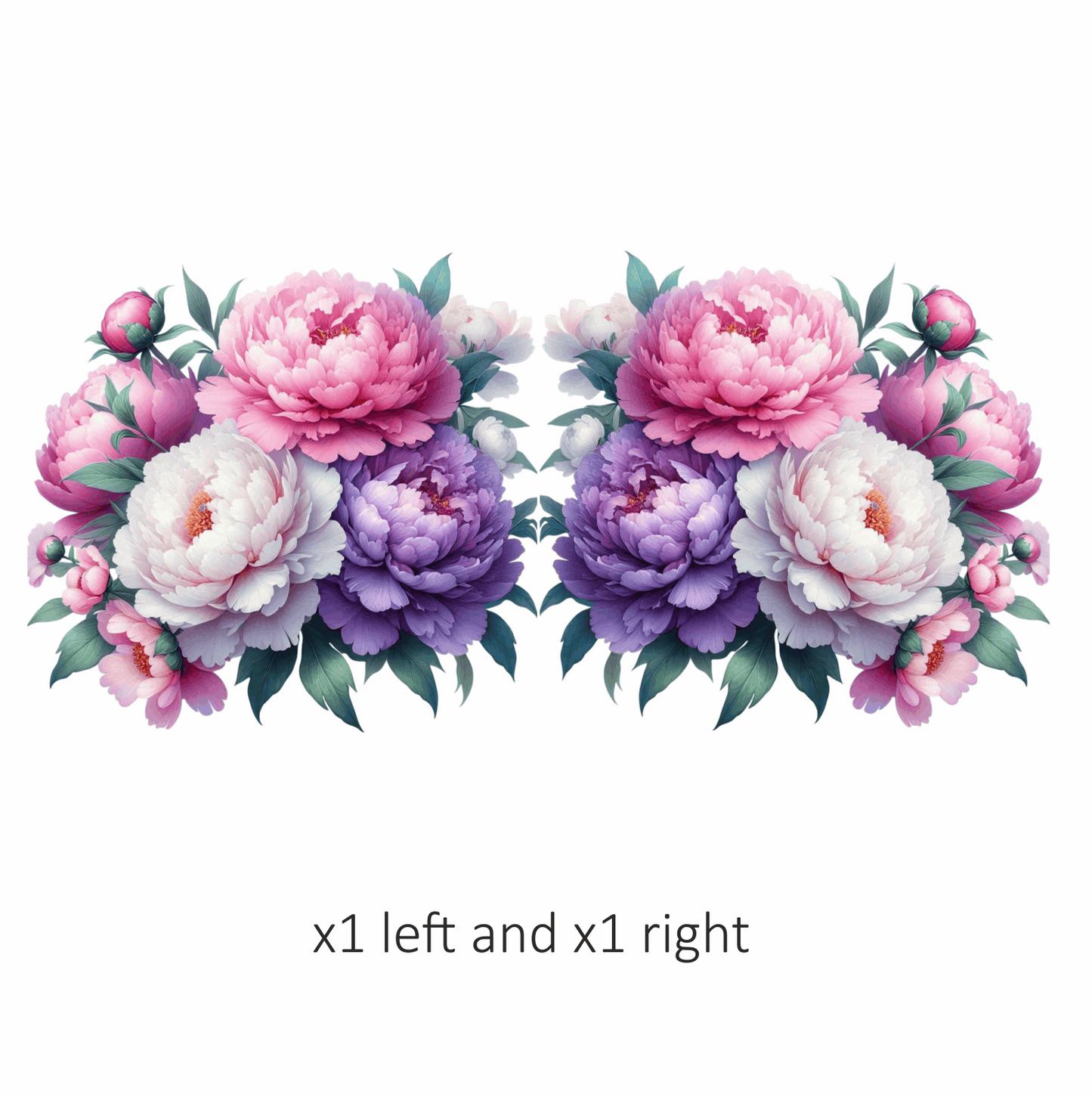 Pink White Purple Peony Flower Bunch Vinyl Sticker Decal