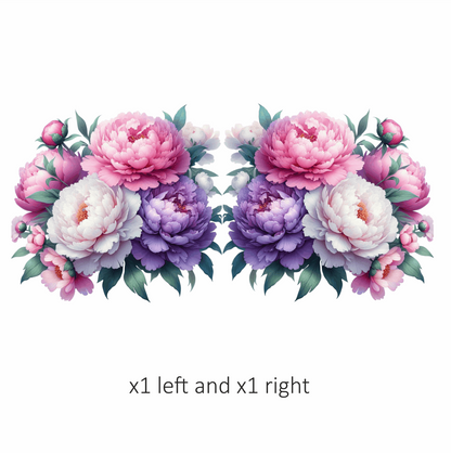 Pink White Purple Peony Flower Bunch Vinyl Sticker Decal