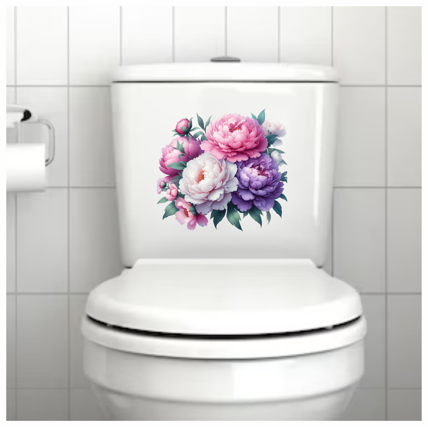 Pink White Purple Peony Flower Bunch Vinyl Sticker Decal